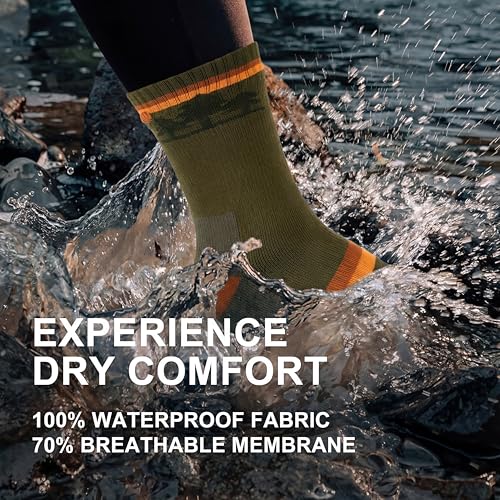 TOP-EX DryKnit™ Waterproof Merino Wool Socks for Men & Women, Breathable, Hiking, Camping and All Winter Activities –Crew