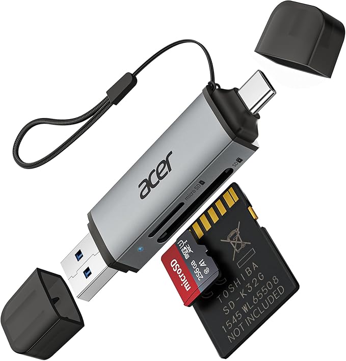 acer SD Card Reader USB C, Dual Slots USB 3.0 Type C to Micro SD Card Adapter, Memory Card Reader for MicroSD, SDHC, SDXC,...
