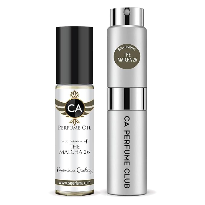 CA Perfume Duo Impression of The Matcha 26 For Women And Men Perfume Layering Set Long Lasting Travel Size EDP + Body Oil Roll-On Bottle 0.27 Fl Oz+0.33 Fl Oz