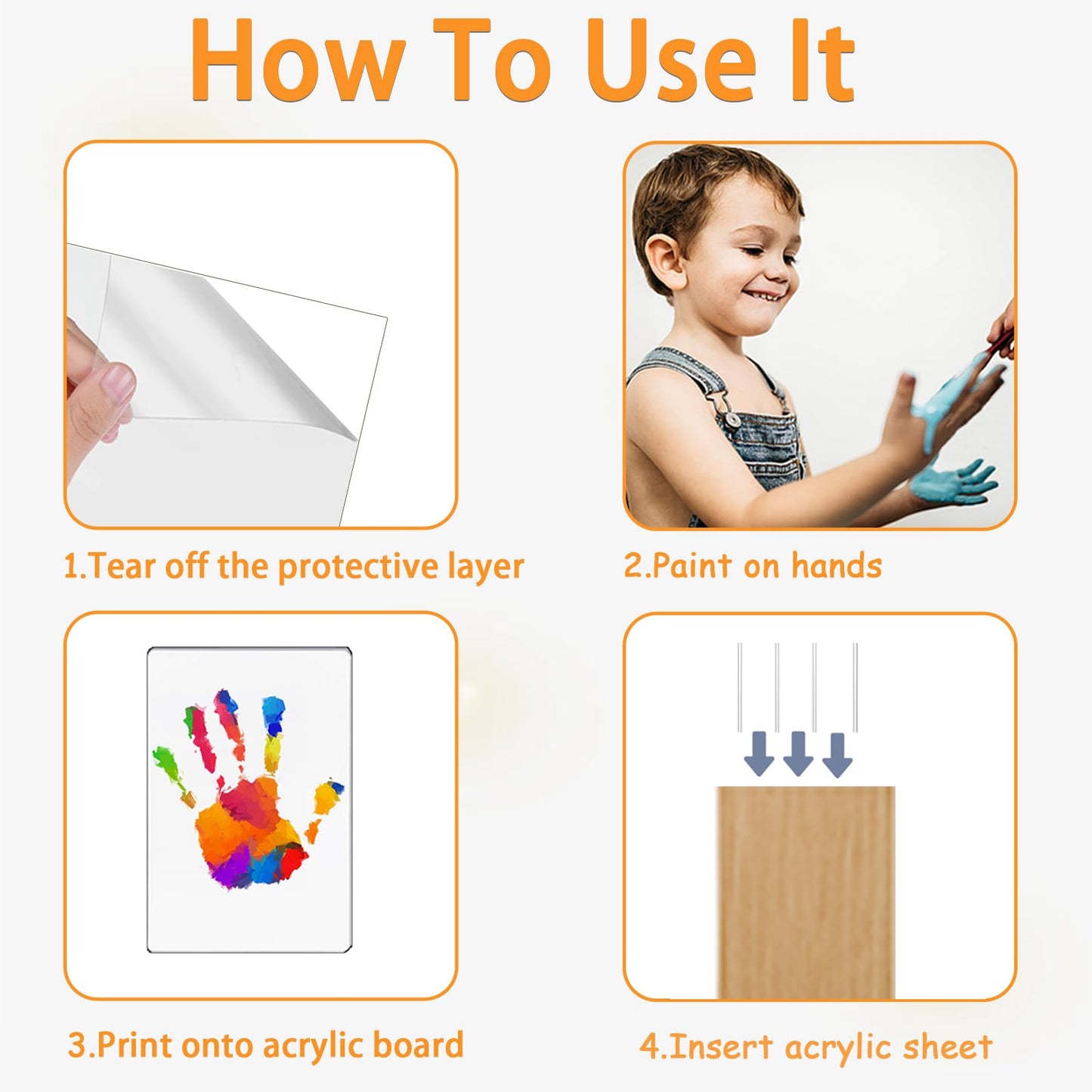 FANTASTIC HOUSE Grandma Gifts, Birthday Gift from Granddaught Grandson Grandchildren, Family Handprint kit with Light, Wooden Color