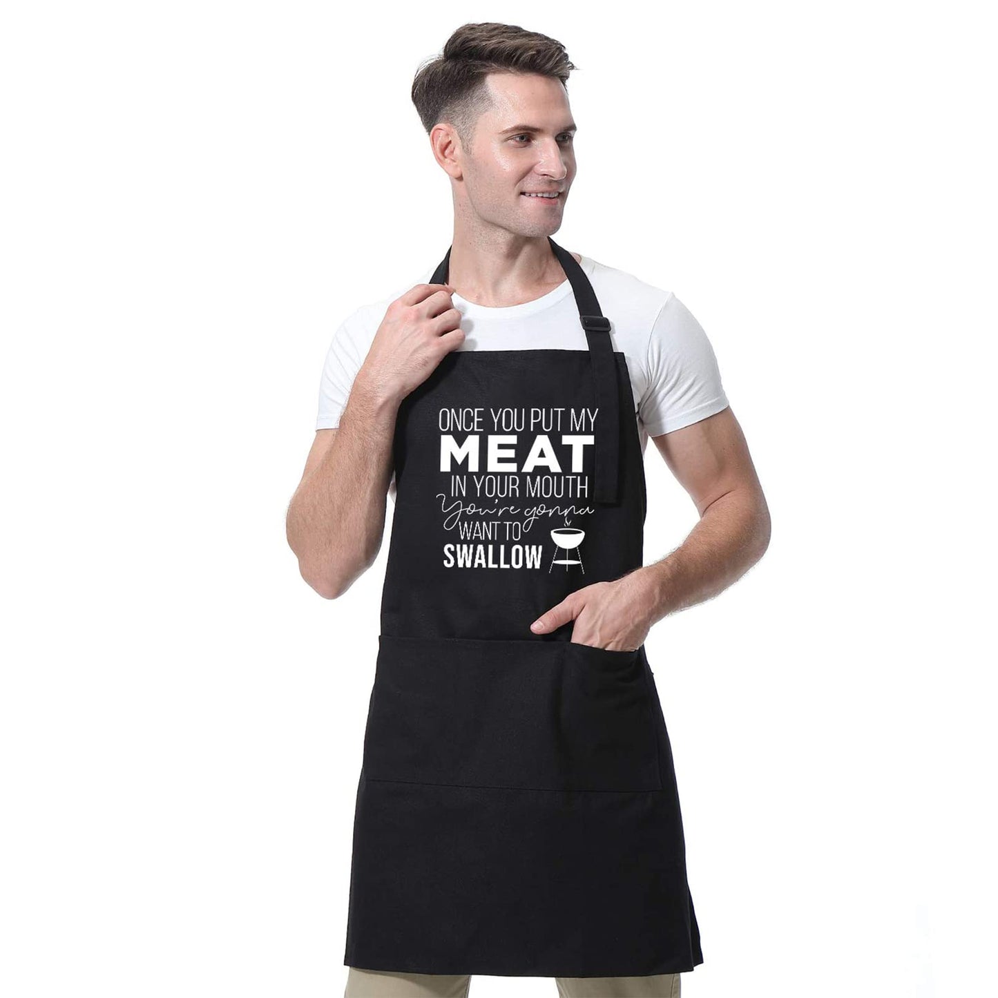 Miracu Funny Cooking Aprons for Men Husband - Christmas, Santa, Birthday Funny Male Gifts for Mens Best Friend, Gifts for Male Friends Guy Boyfriend Chef Man Him - Grilling Grill BBQ Apron w/Pockets