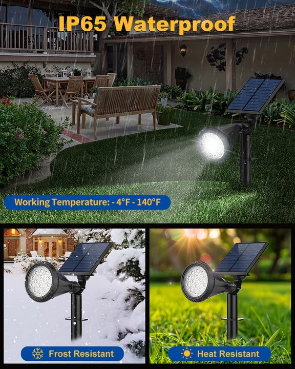 Fratink Solar Spot Lights Outdoor, 8 Pack Outdoor Solar Lights for Yard, 4 Lighting Mode Solar Landscape Spotlights with Auto On/Off, 2-in-1 Waterproof Wall Lights for Garden, Walkway (Cool White)