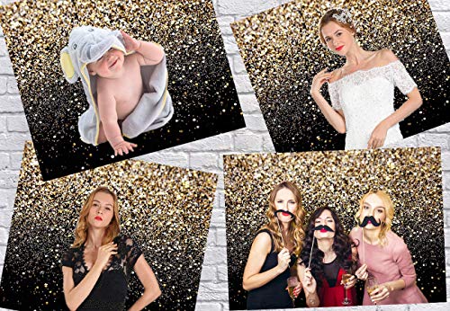 CYLYH 7X5ft Black and Gold Backdrop Golden Spots Backdrop Vintage Astract Glitter Background Wedding Adult Baby Children H...