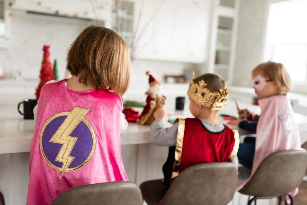 Little Adventures Super Hero Cape & Mask Set Costumes Age 3-8 (Pink Lightning) - Machine Washable Child Pretend Play and Party Dress-Up with No Glitter