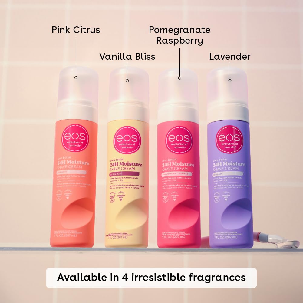 eos Shea Better Shave Cream for Women- Pink Citrus, 24-Hour Moisture, Made with Natural Shea, Doubles as an In-Shower Lotion, 7