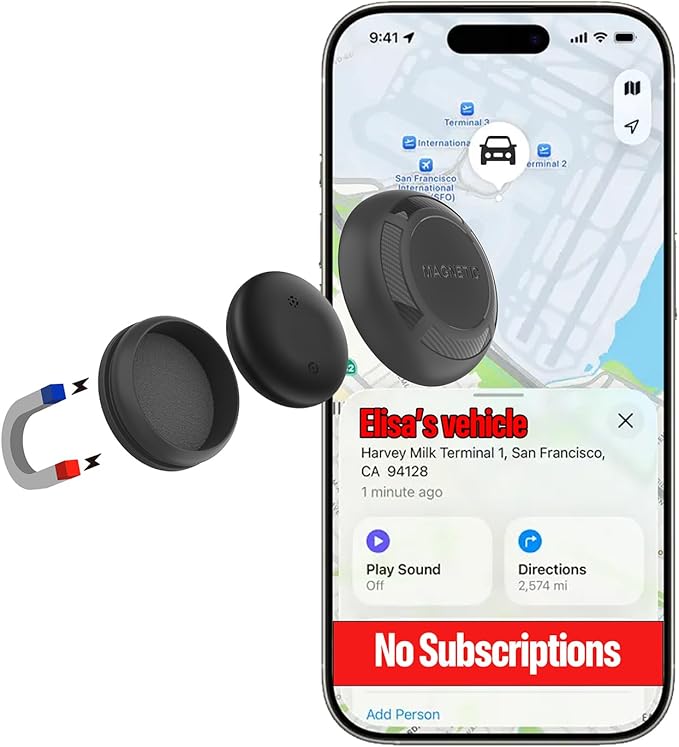 Magnetic Hidden GPS Tracker for Vehicles – Long Battery Life, No Subscription, Car Tracker Device Hidden (iOS Tracker)