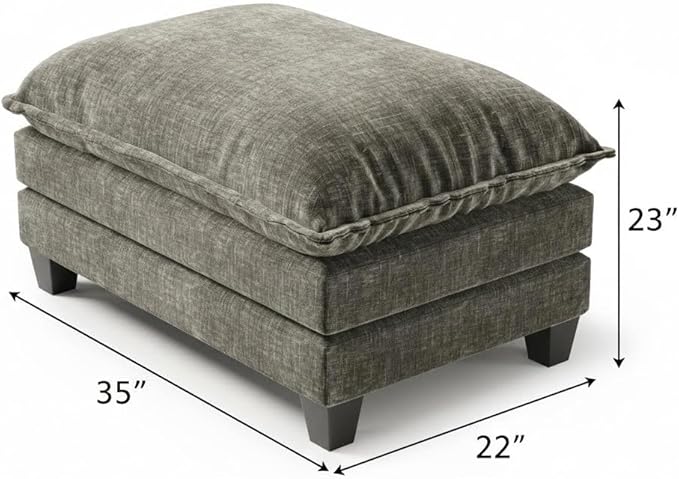 Marsail Ottoman for Modular Sectional Sofa, Modern Comfy Cloud Couch, Chenille Deep Seat Sofa with Double Layer Seat Cushion for Living Room, Bedroom and Apartment, Khaki