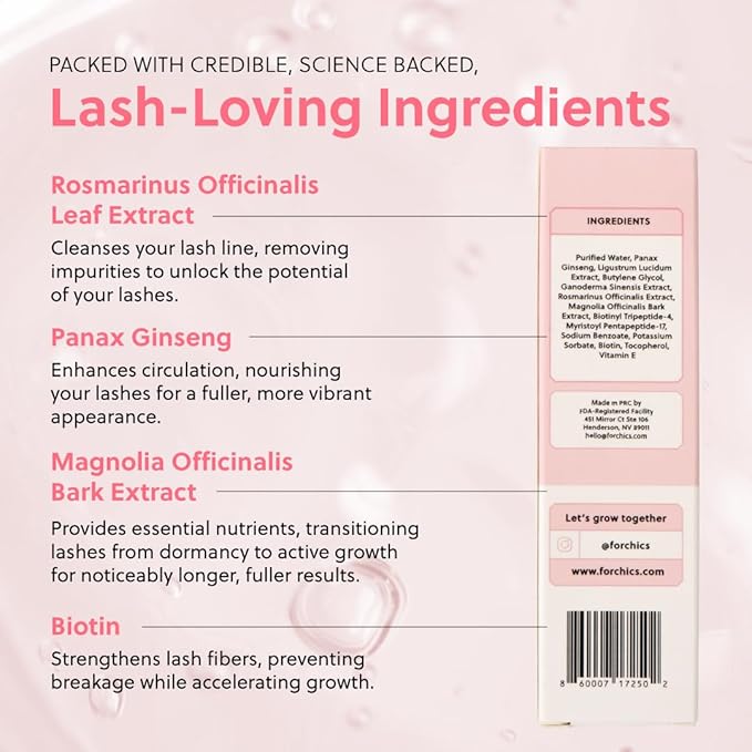ForLash by ForChics: 3 Pack Ultimate Hormone- Free Eyelash Growth Serum for Enhanced Fuller, Thicker, Longer Lashes - Regrowth Booster, Organic Formula, Vegan & Cruelty-Free