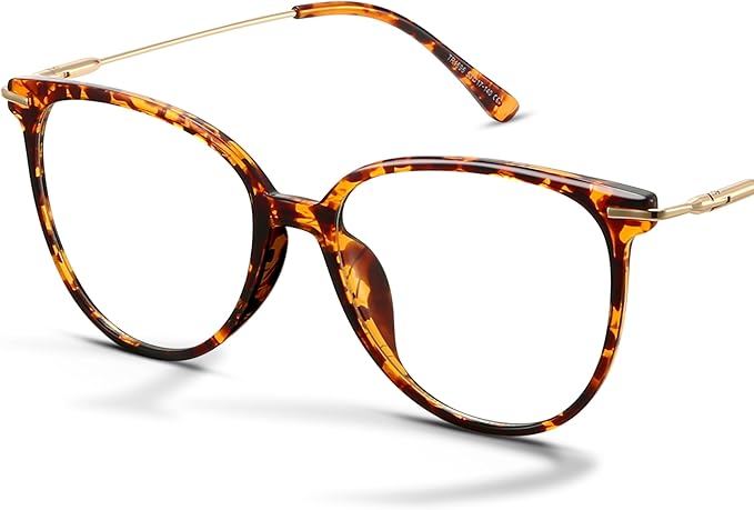 Gaoye Blue Light Blocking Glasses - Trending Round TR90 Frames, Metal Arms, UV400 Protection - Matching Soft Case
