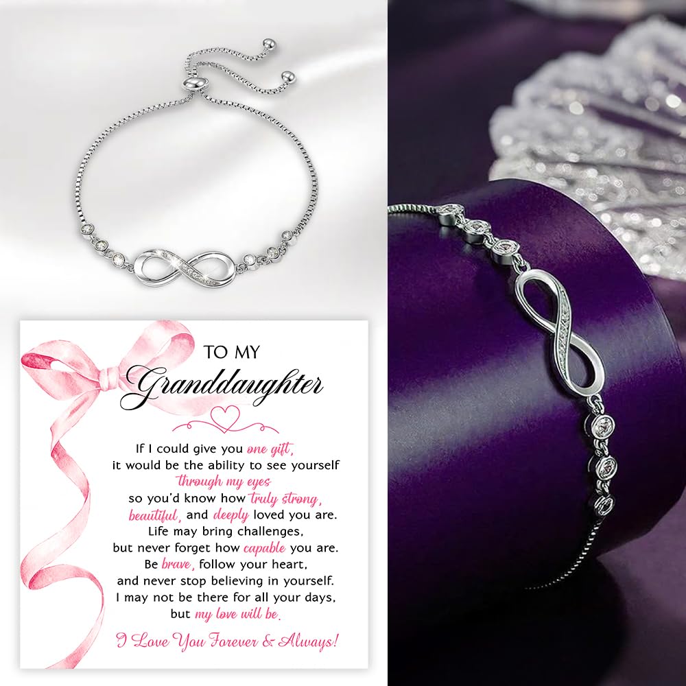 To My Granddaughter Bracelet From Grandma Grandmother or Grandpa Grandfather With Heartfelt Message & Box, Jewelry Gift For Granddaughter From Grandparents On Graduation, Birthday, Wedding, Christmas