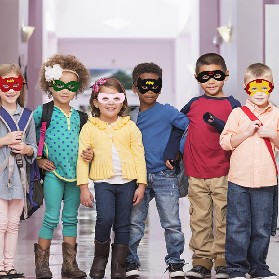 RONGSENI Superhero Masks for Kids Adults, 35pcs Costume Masks Cosplay Eye Masks Party Favors Supplies Birthday Decorations