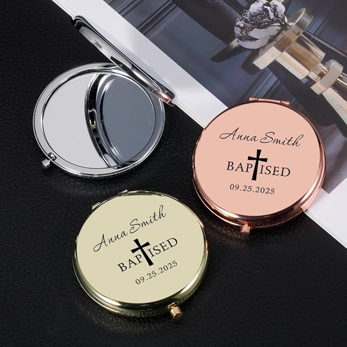 Eunigem Personalized Compact Mirror for Women-Custom Mirror Gifts for Bridesmaid,Wedding,Birthday,Mom,Friend,Wife,Christian