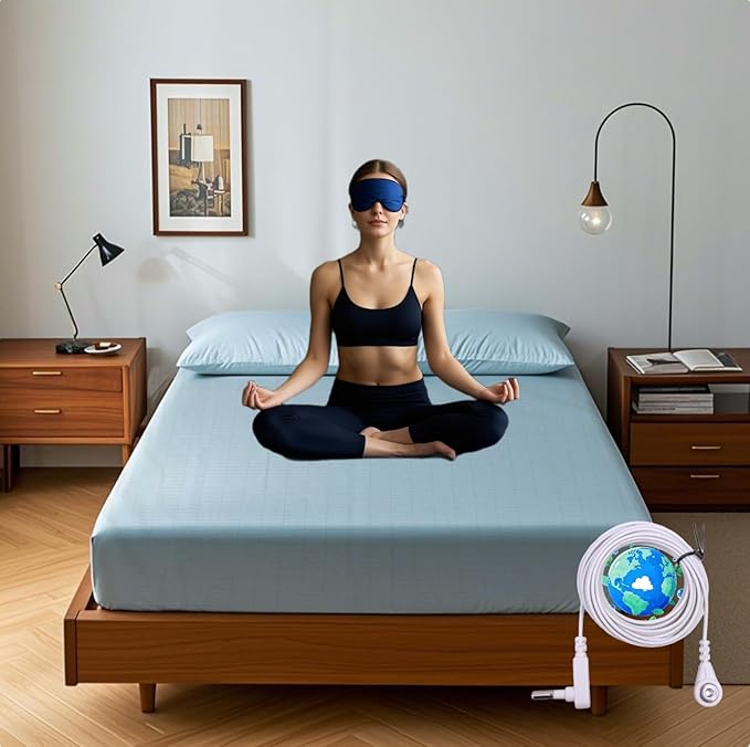NAGS® Grounding Sheets,Grounding Bedding Sheet, Soft Cotton with Pure Silver Fitted Grounded Sheet for Improved Sleep,Pain Relief (Sky Blue, Twin,39 * 75 * 13.5inch)