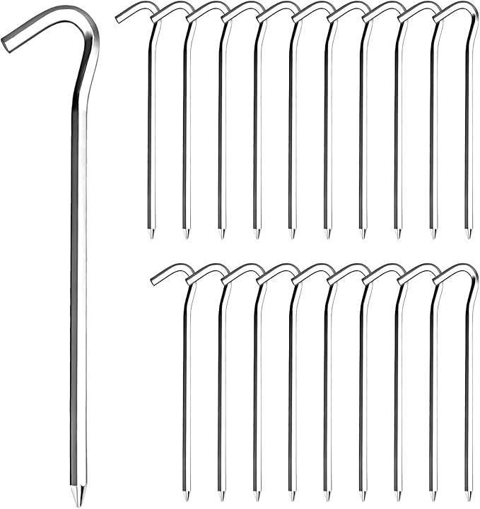 RITDVNI 20Pcs 7" Tent Pegs Ground Stakes, Metal Stakes, Camping Peg for Pitching Camping, Camping, Outdoor Decoration