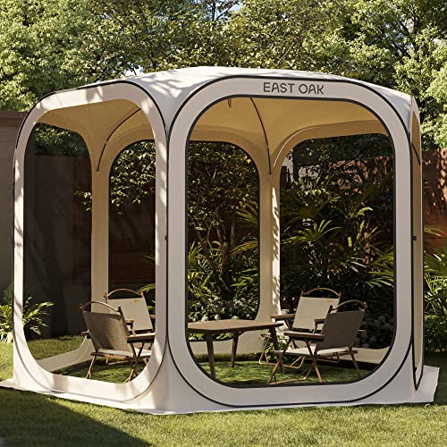 East Oak Screen House Tent Pop-Up, Portable Screen Room Canopy Instant Screen Tent 10 x 10 FT with Carry Bag for Patio, Ba...