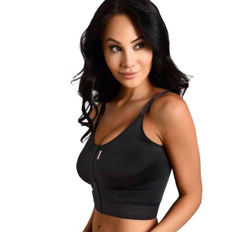 macom Longline Ultimate Bra - Front Closure Post Surgery Compression Bras - Adjustable Straps - Wirefree (Medium (34), Beige)