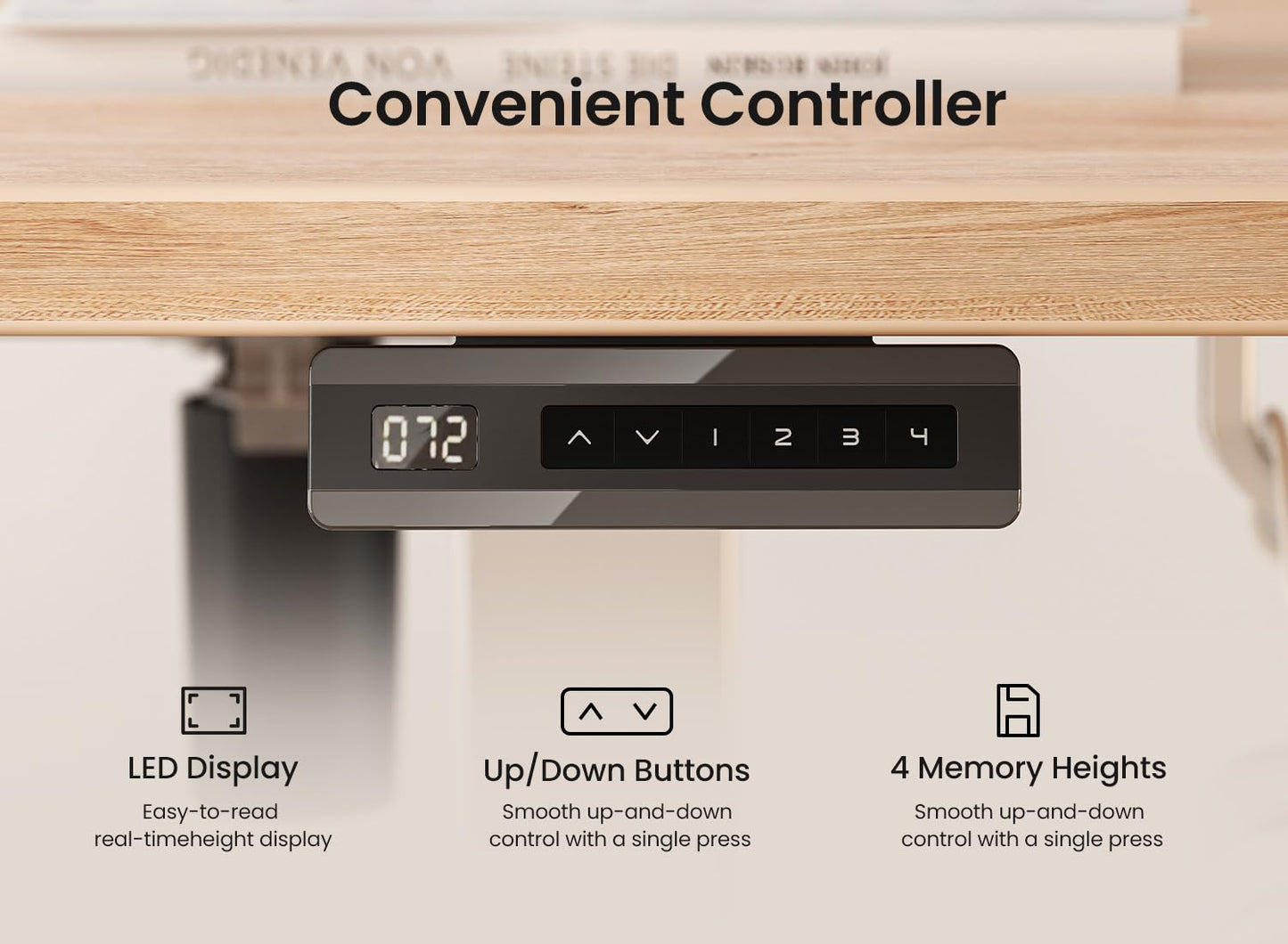 BANTI 55 × 24 Inches Standing Desk, Ergonomic, Electric Height Adjustable, Sit and Stand Up, Computer Office Desk with Splice Board, White Frame/Maple Top