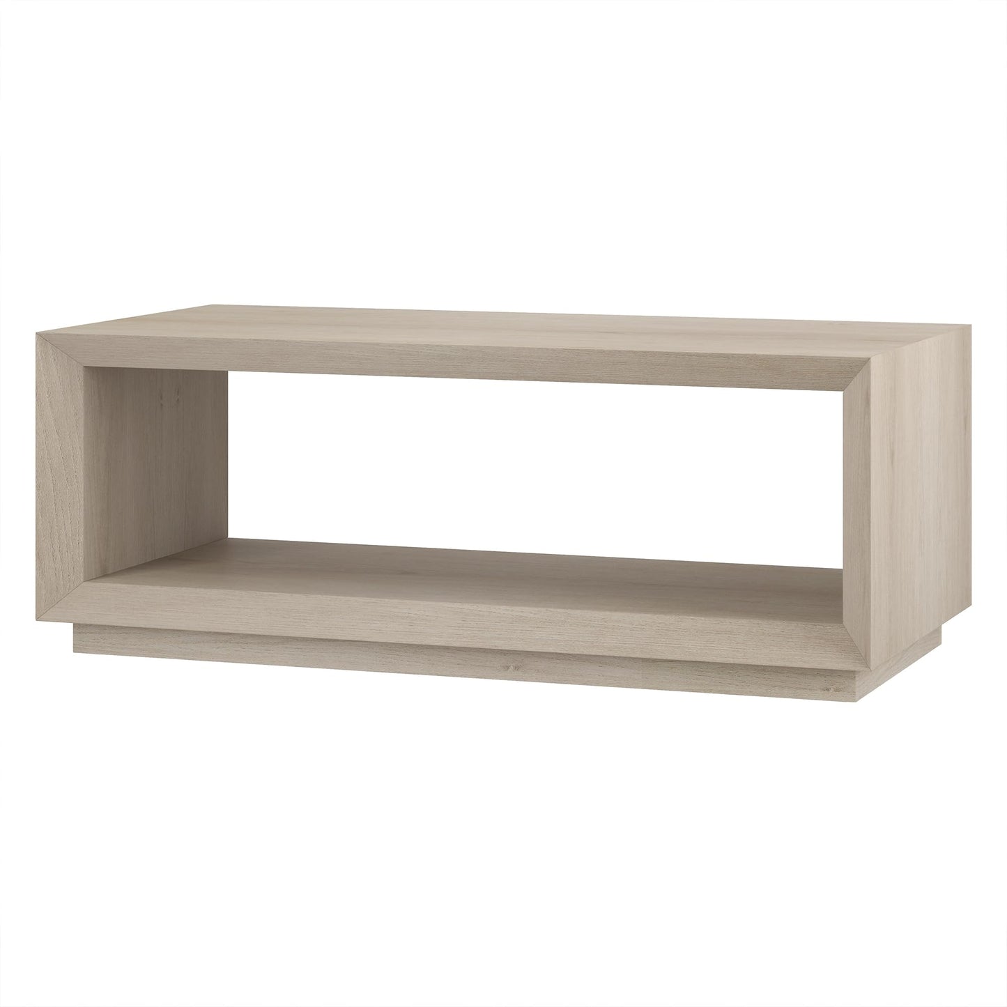 Henn&Hart 48" Rectangular Coffee Table with Open Storage Shelf for Living Room, Family Room, or Office, Beech White