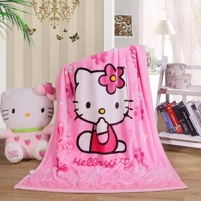 Cartoon Printing Throw Blanket for Girls Kids Adults, 40"x55", All Seasons Flannel Fleece Blanket, Soft & Warm Plush Blank...