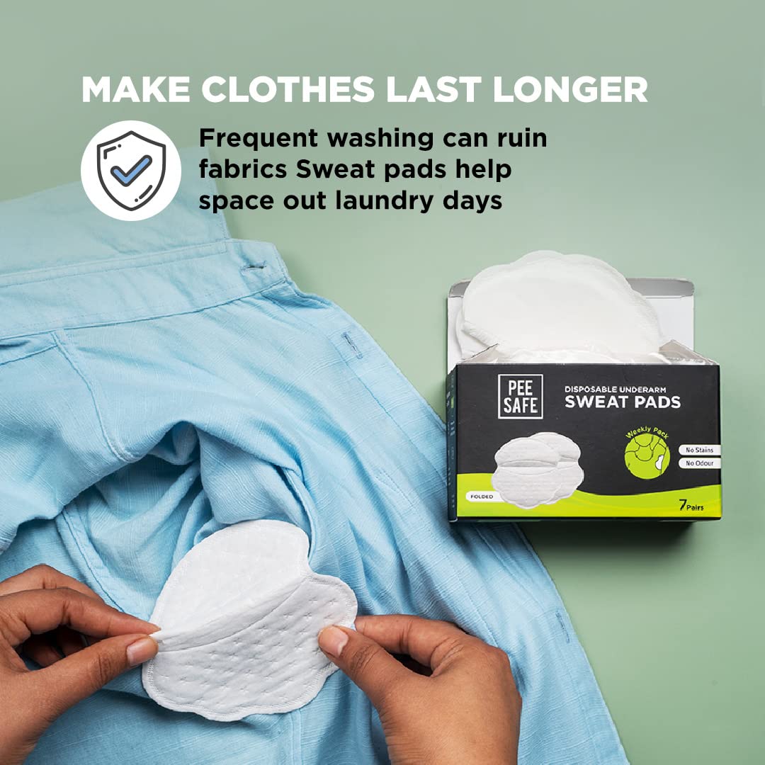 PEESAFE Armpit Sweat Pads - Folded(14 Pads) | Underarm Sweat Pads for Women & Men | Absorbs Sweat & Unpleasant Odor | Armpit Pad
