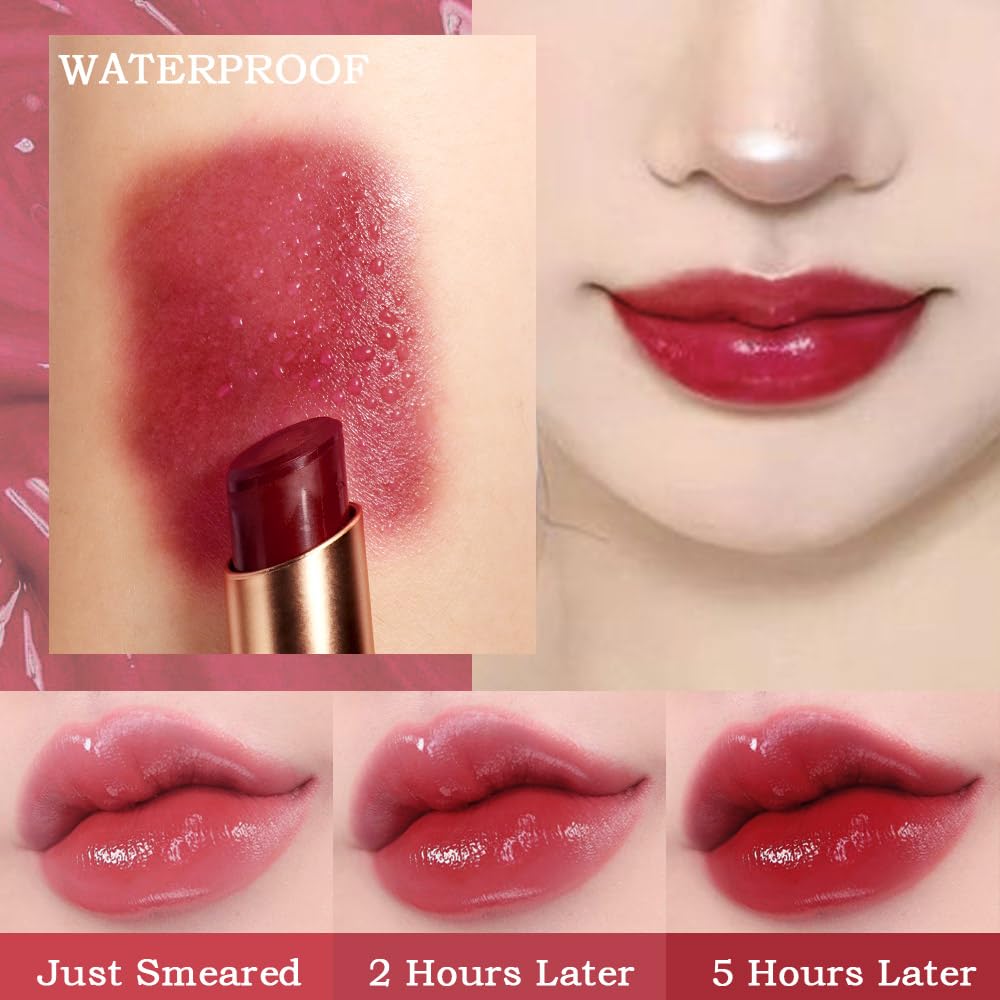 Kaely 2Pcs Hydrating Honey Lipstick Tinted Lip Balm, Black Red Cherry Color Changing PH Lipstick Makeup, Korean Magic Lip Stain