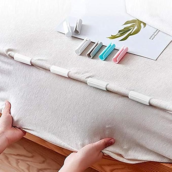 12 Pc White Bed Sheet Grippers Fasteners Clips Keep Sheets Snug Mattresses Raised Edge Sheet Fasteners