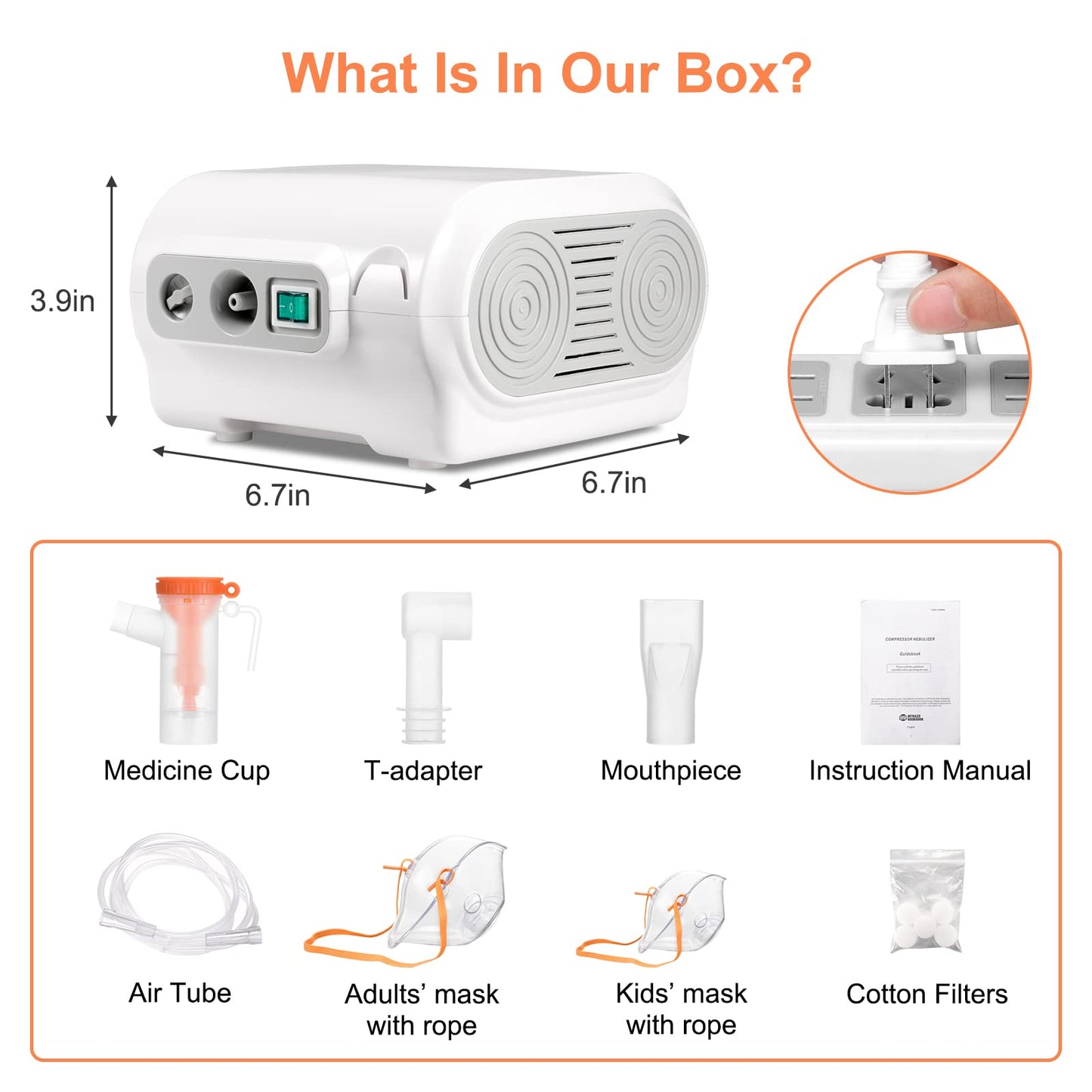 Portable Compressor Nebulizer - Personal Nebulizer Machine for Adults and Kids - Jet Nebulizers Cool Mist Steam Inhaler Nebulizer with 1 Set Accessories