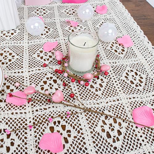 J'FLORU Valentine's Day Gifts Valentines Day Decorations 24 Pack Pink Heart Shaped Berry Picks with Red Berries for Valent...