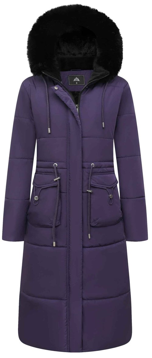 MOERDENG Women's Long Winter Puffer Coat Waterproof Warm Maxi Down Jacket Faux Fur Removable Hood Parka