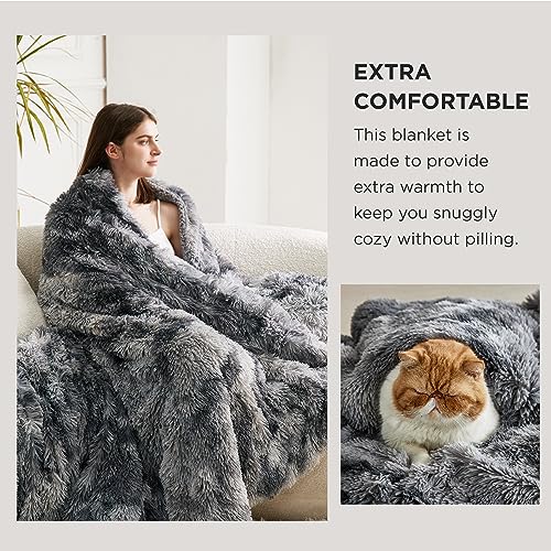 Bedsure GentleSoft Fluffy Fuzzy Faux Fur Throw Blanket for Couch, Soft Sherpa Fleece Cozy Gifts for Women, Plush Bed Blank...