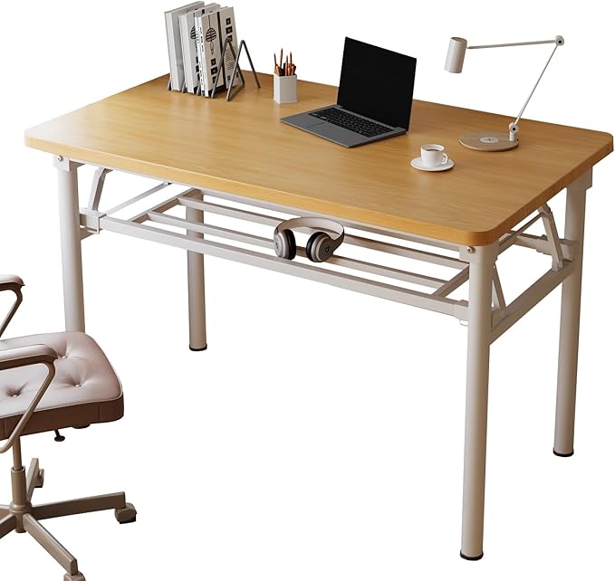Mrsanmu Small Folding Desk No Assembly,31.5 Inch Folding Computer Desk Small Foldable Table for Home Office.