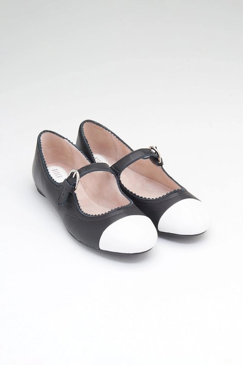 Bloch Women's Cassiopeia Leather Fashion Ballerina Shoe, Black/White, EU 38 (US Women's 8) Medium