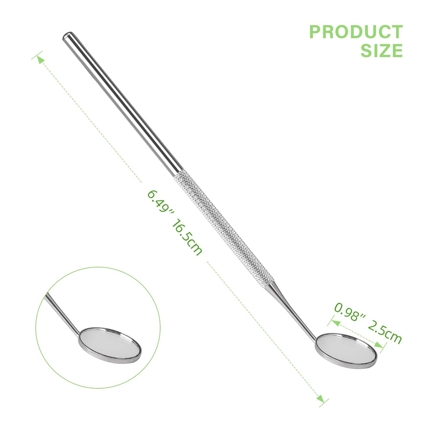 Dental Mirror Stainless Steel with Handle 6.5", Dentist Tool for Teeth Cleaning Plaque, Mouth Inspection, Lash Extension Mirror, Eyelash Extensions Dental Mirror Inspect Instrument Makeup - Pack of 2