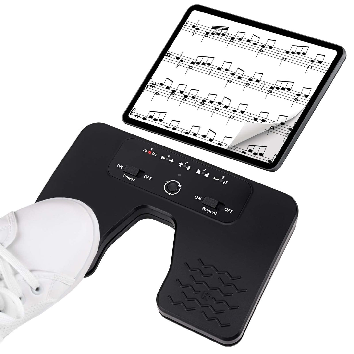 Yueyinpu Wireless Foot Pedal Double Switch Music Page Turner For Tablets Smartphones Rechargeable Anti-Skid Pad