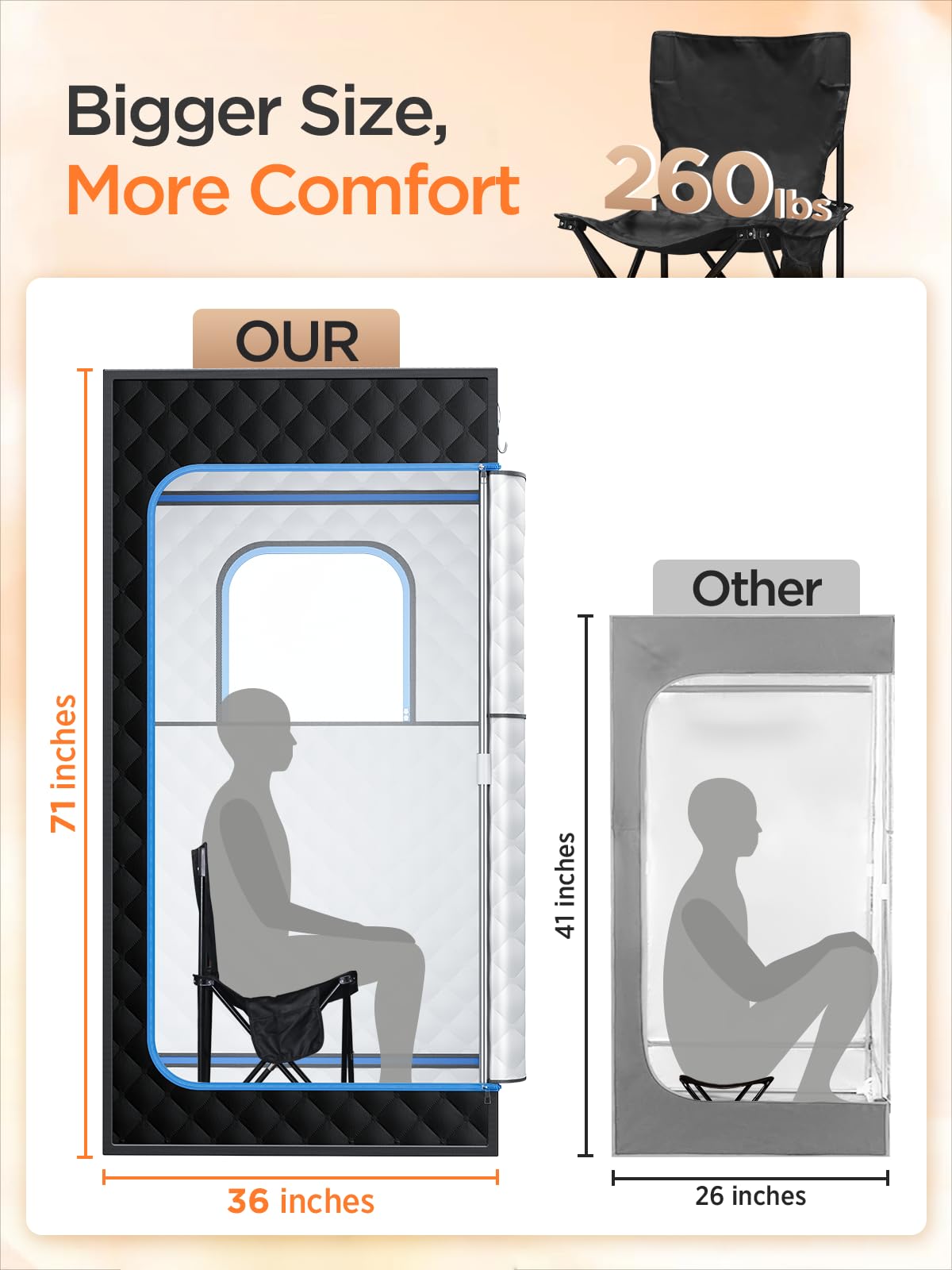 pikulLA Portable Steam Sauna for Home | 71" Full Body Sauna Tent with 1200W 3L Steamer, 15 Heat Levels, Timer & Remote Control, Foldable Chair | Large Size for Adults, VOC-Free