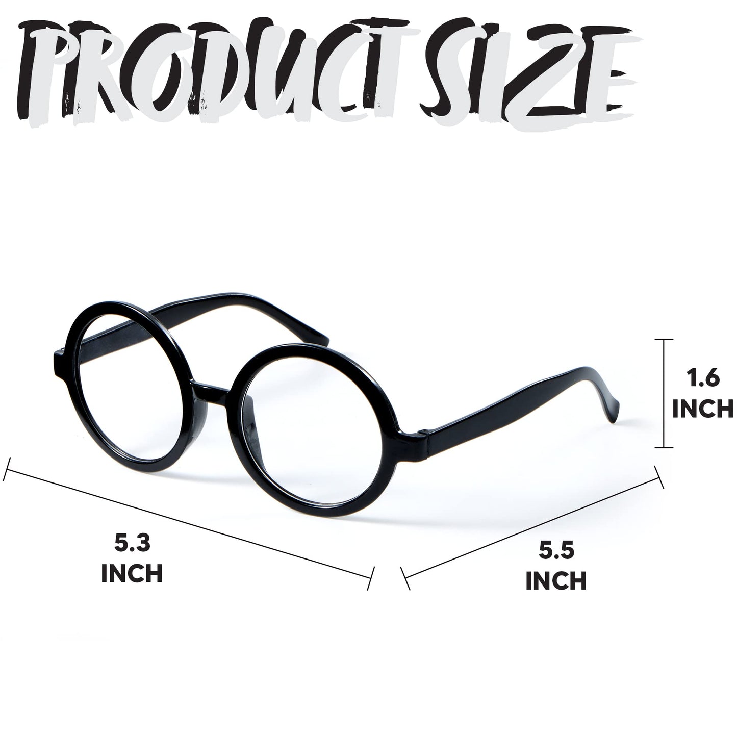 Spooktacular Creations Wizard Glasses, Halloween Black Round Glasses, Black Circle Eyeglasses for Kids & Adults Halloween Accessories Costume