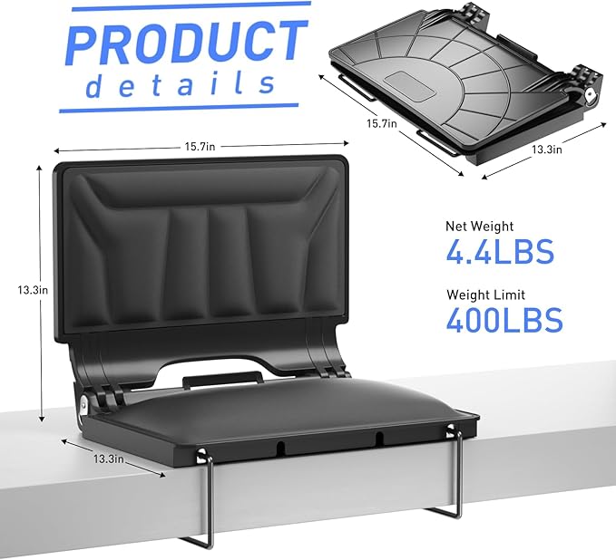 Jocoevol Stadium Seats with Back Support and Cushion, Portable Folding Comfort Bleacher Seats w/Shoulder Strap & Carry Handle for Sports Events Concerts Outdoor