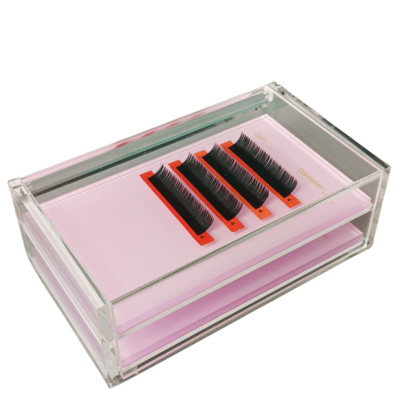 Two Layers Eyelash Grafting Pallet with Cover, Dust-proof Acrylic Lash Tile holder, Eyelash Extensions Storage Gasket Pads 2 Tie