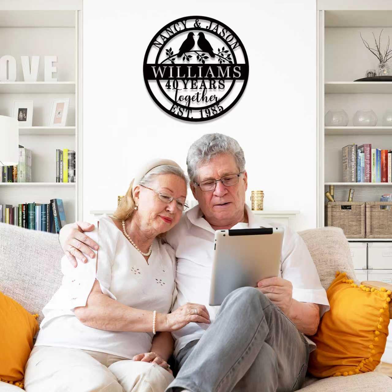 Personalized 50th/60th/40th/30th/25th/10th/1th Anniversary Wedding Gifts for Couple Parent Husband Wife, Wedding Anniversary Custom Gifts, Custom Metal Name Signs, Personalized Gifts