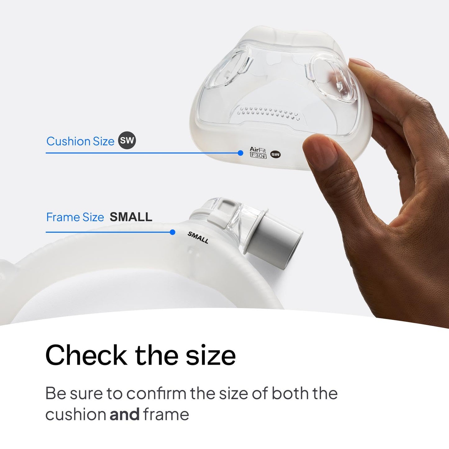 ResMed AirFit F30i Frame System - For Full-Face CPAP Mask Frame System - Replacement CPAP Accessories - Small - Without Headgear - Small-Wide Cushion