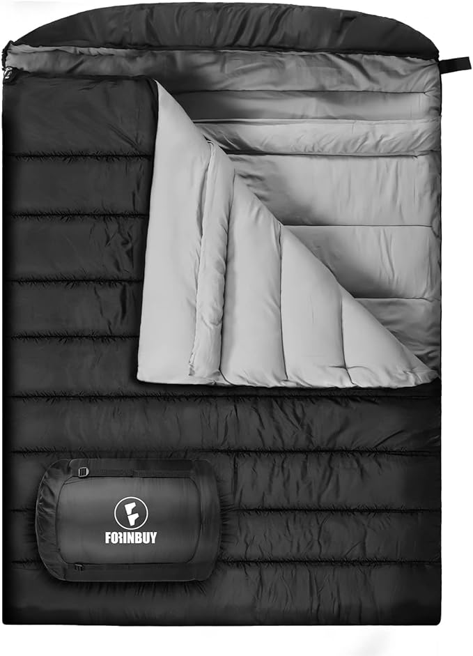 FORINBUY 0 Degree Double Sleeping Bag for Adults, 2 Person Cold Weather Queen Size Sleeping Bag for Camping, RV Travel, or...