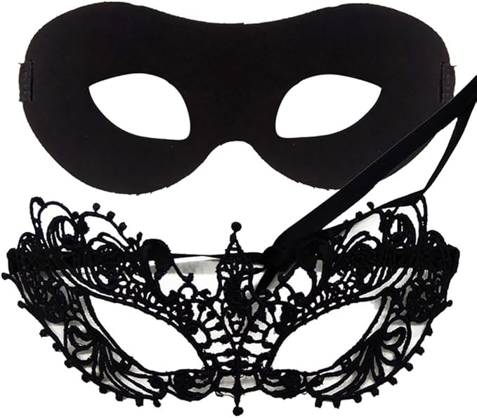 IDOXE US Size Masquerade Mask For Couples Venetian Halloween Costume Ana Lace Masks Women's Mens