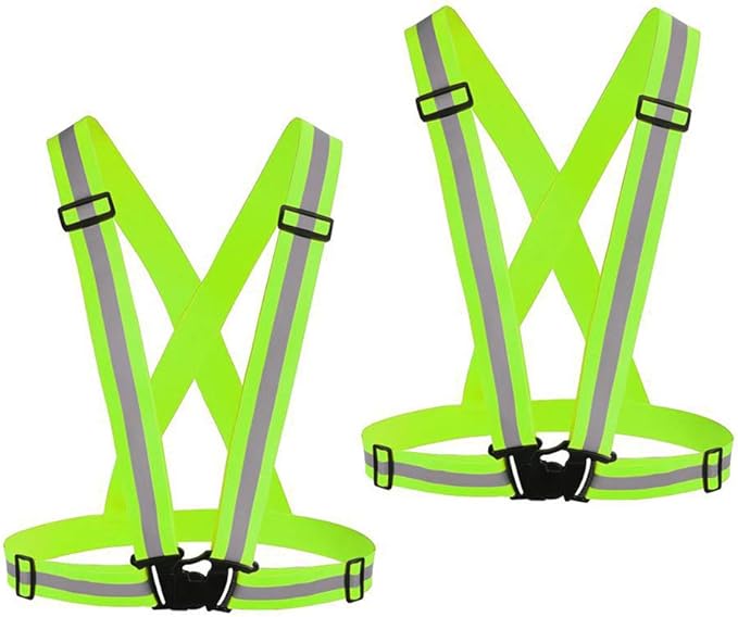 Chiwo Reflective Vest Running Gear 2Pack, High Visibility Adjustable Safety Ves for Night Cycling,Hiking, Jogging,Dog Walking