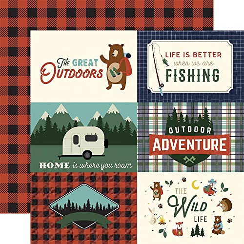 Fishing Scrapbook Paper - 12x12 Inch Cardstock with Fishing Pole, Fish, Outdoor Adventure Theme | for Boat, Lake, Fisherma...