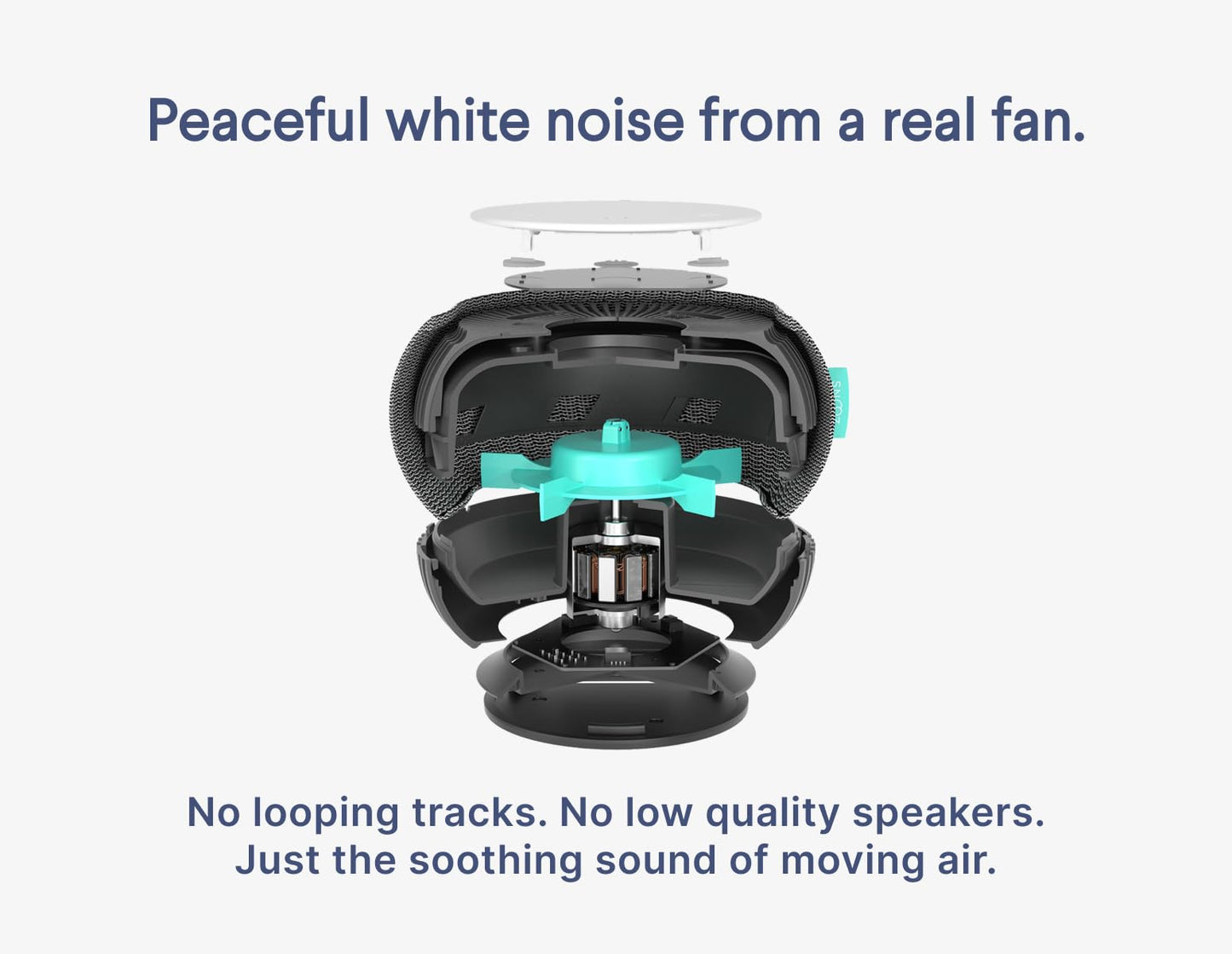 SNOOZ Smart White Noise Sound Machine - Real Fan Inside for Non-Looping White Noise, Sleep Aid for Adults, Travel, Sleeping, Bedroom, Portable, Baby Registry Essential - Charcoal