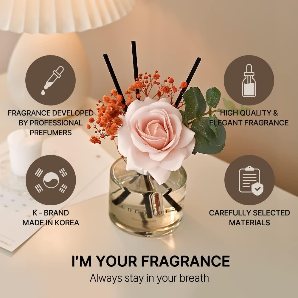 COCODOR Rose Reed Diffuser Set / 6.7oz / Garden Lavender/Scent Diffuser with Sticks Home Fragrance Reed Diffuser for Bathroom Shelf Decor
