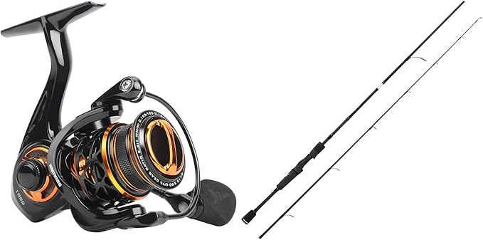 KastKing Zephyr 1000 SFS Finesse Ultralight-Ice Spinning Fishing Reel & KastKing Crixus Fishing Rods, Spinning Rod 6ft 6i...