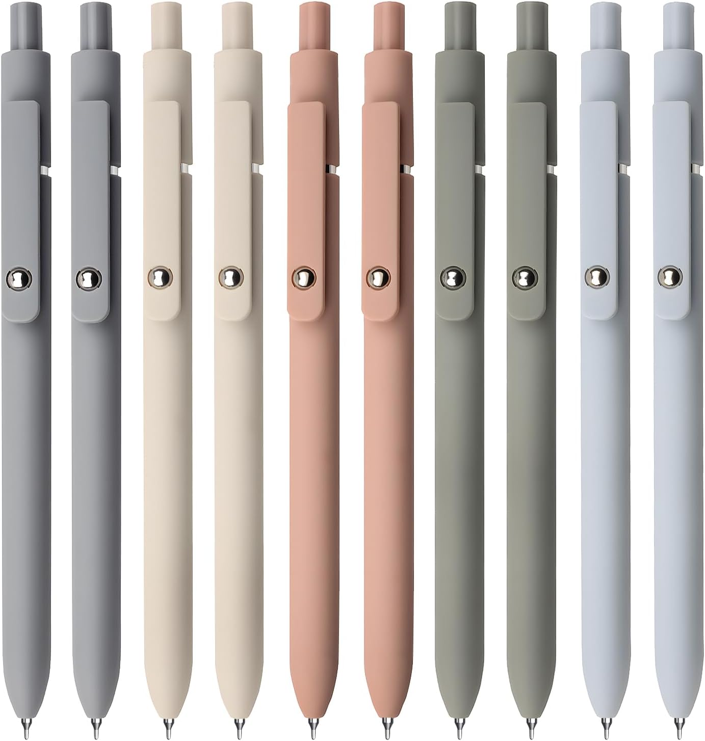 Gel Pens, 10Pcs 0.5mm Black Ink Pens Fine Point Smooth Writing Pens, High-End Series Retractable Pens for Journaling Note Taking, Cute Office School Supplies Gifts for Women (10 Pcs Morandi)