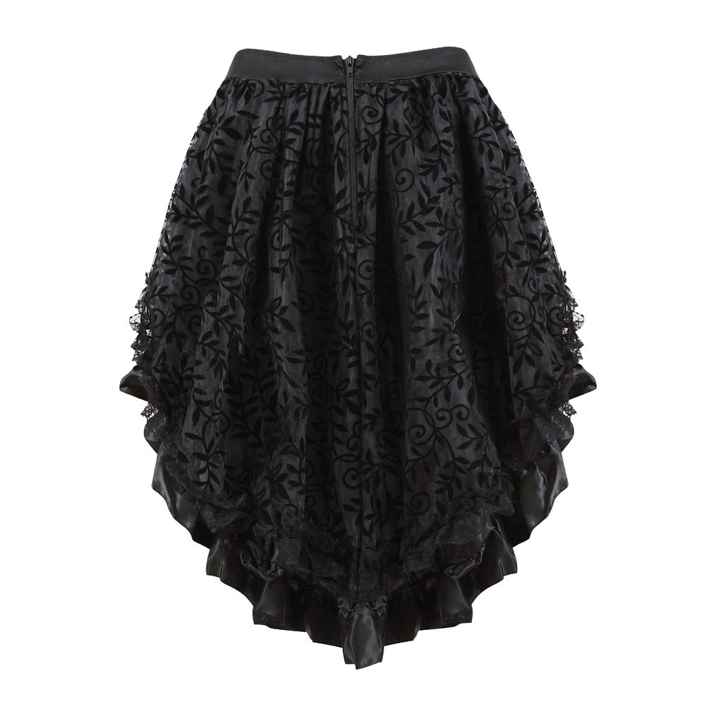 Grebrafan Steampunk Skirt for Corset Women Fluffy Pleated Layered Tutu Skirt (US(4-6) S, Black)