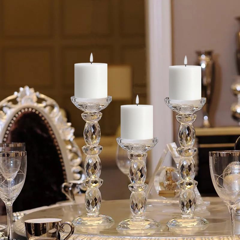 volnyus White Flameless Candles Set of 3 (3x3 inch) Real Wax Flickering LED Candles Battery Operated with Remote Control Timers for Fireplace Bedroom Livingroom Party Dimmable Pillars Flat top